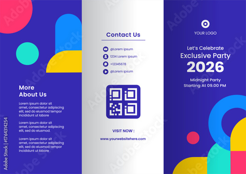 Happy New Year 2026 Flat Cartoon Illustration for Brochure Templates Background