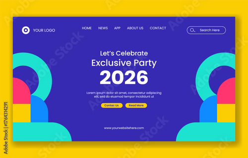 Flat Cartoon Hand Drawn Happy New Year 2026 Social Media Landing Page Illustration