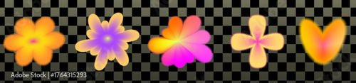 Gradient flower icon with soft blur aura. Abstract y2k flower shape, dreamy gradient tones, blur mesh element and vector graphic effect.