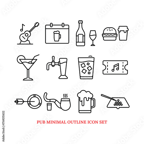 Pub minimal outline icon set