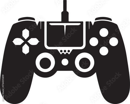 Modern video game controller silhouette isolated on white background