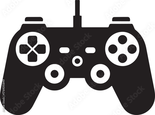Modern video game controller silhouette isolated on white background
