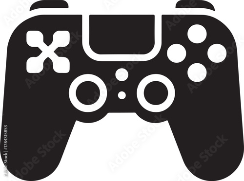 Modern video game controller silhouette isolated on white background