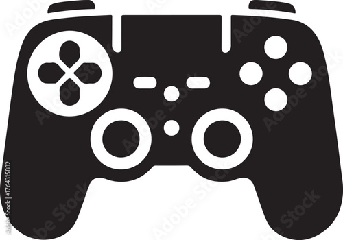 Modern video game controller silhouette isolated on white background