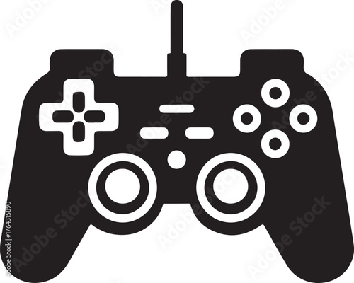 Modern video game controller silhouette isolated on white background