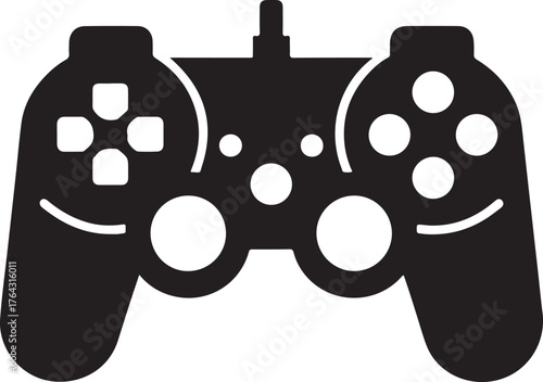 Modern video game controller silhouette isolated on white background