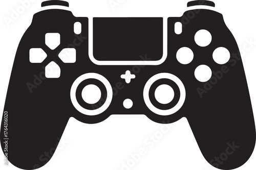 Modern video game controller silhouette isolated on white background