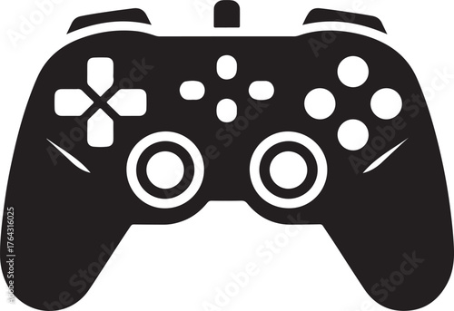 Modern video game controller silhouette isolated on white background