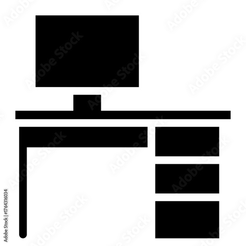 Desk icon glyph style vector illustration