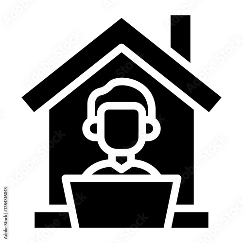 Home office icon glyph style vector illustration