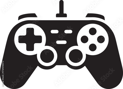 Modern video game controller silhouette isolated on white background