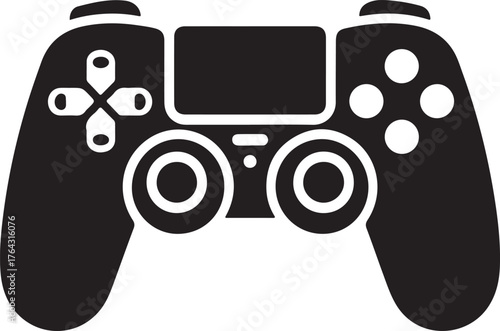Modern video game controller silhouette isolated on white background