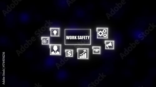 Work safety concept, hazards, protections. Business, Technology, Internet and network concept.