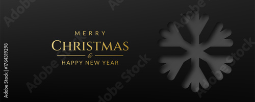 Christmas and New Year black background with snowflake.