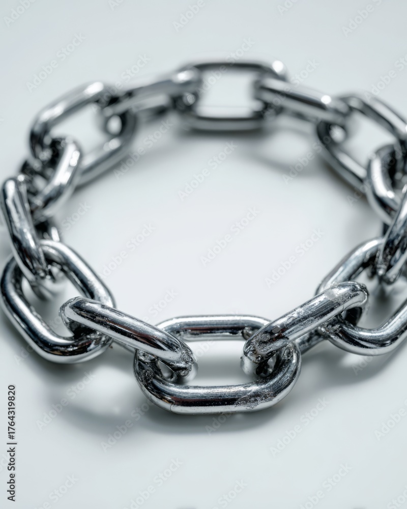 Fototapeta premium Metallic chain forming a perfect circle symbolizing unity, strength, and connection.
