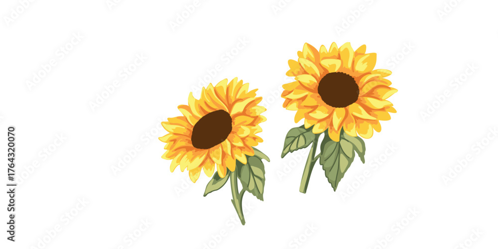 Obraz premium cute vector illustration bright sunflowers