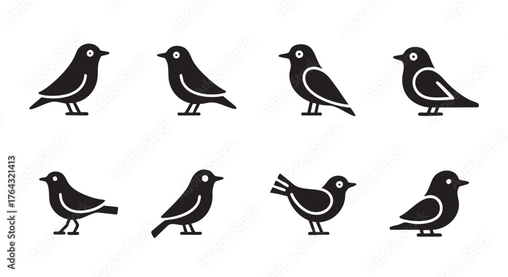 Obraz premium Black and White Birds Minimalist Vector Illustration for Graphic Design Needs