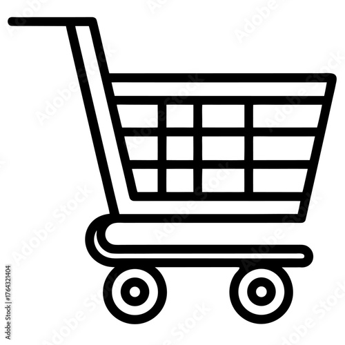 Simple black outline of a shopping cart icon
