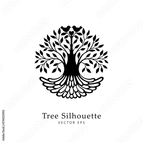 Beautiful abstract tree life decoration element.. Vector illustration of tree with branch and leaves. 