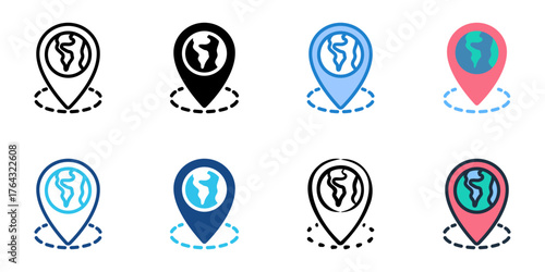 Region icon set multiple style collection 
