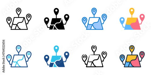 Province icon set multiple style collection 
