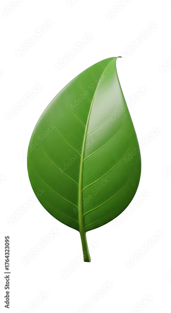 Obraz premium Vibrant green leaf, detailed veins, outlined
