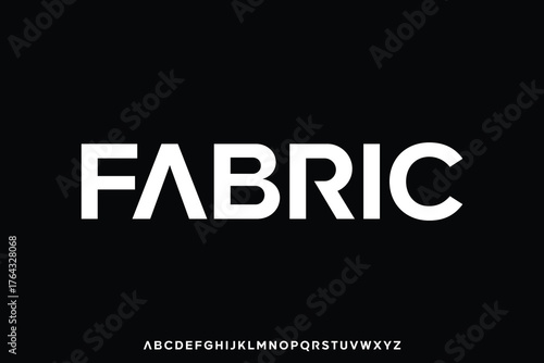 Modern professional sans serif alphabet display font vector. Fabric typeface