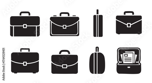 Collection of briefcase icons representing business and professional careers choices