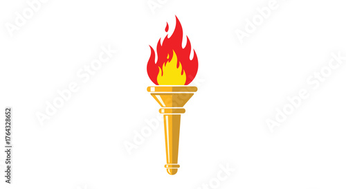 Golden torch with bright flames representing knowledge and enlightenment.
