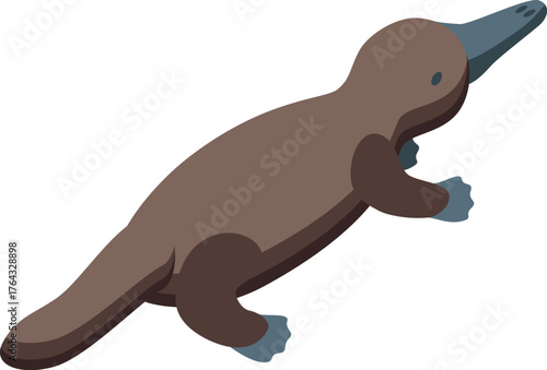 Platypus, also known as ornithorhynchus anatinus, is swimming underwater