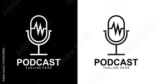 Digital Podcast Logo Design Vector | Modern Microphone Icon for Audio Streaming Brand