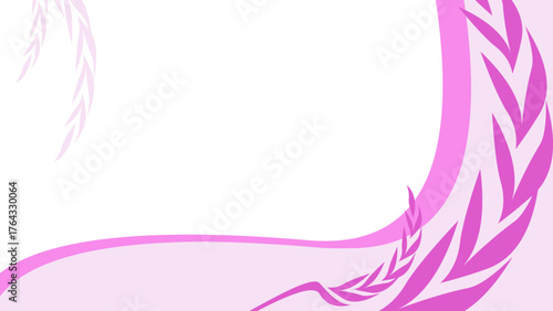 Pink and purple leaf shapes with soft curves on white space, perfect for themes of grace, beauty, award, femininity, or elegant branding.