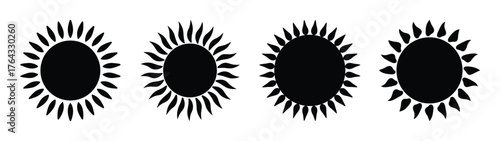 Four stylized sun icons graphic design element celestial body representation celestial sun symbols