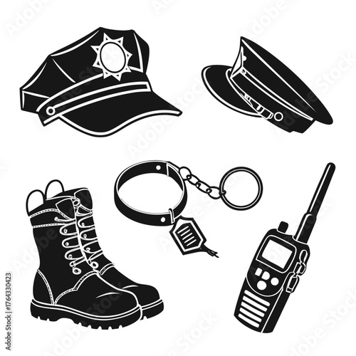 Vector art of police equipment silhouette