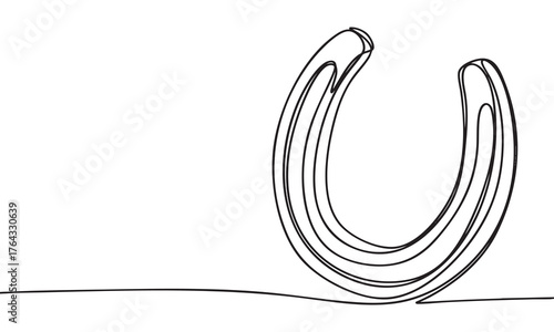 Continuous Line Drawing of a Lucky Horseshoe