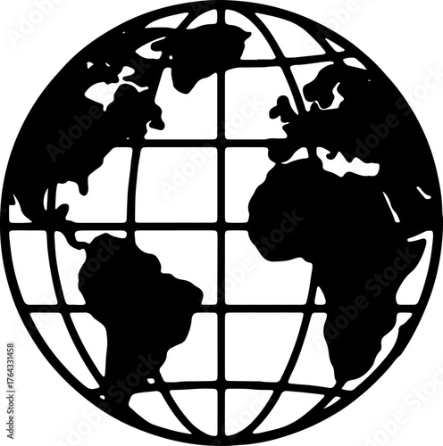 Globe world map icon for internet, travel, and global business