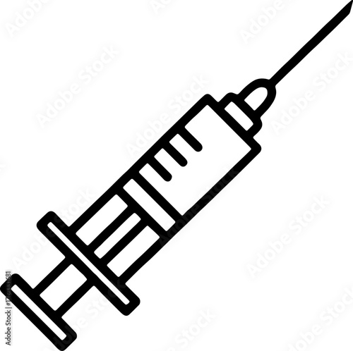 Medical syringe icon for injection, vaccine, and healthcare