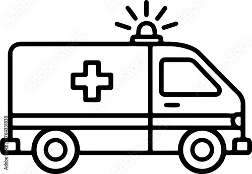 Ambulance icon with flashing siren and cross symbol