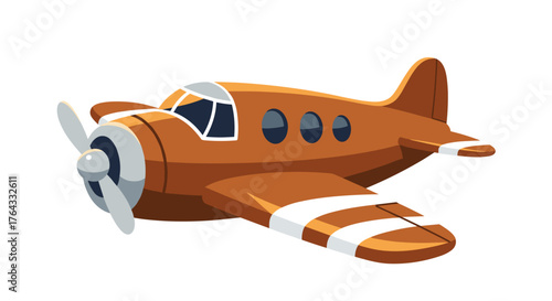 Cartoon Airplane Flying High in the Sky: Vintage Aircraft Adventure and Exploration. Retro Design for Children's Education, Aviation Enthusiasts, Travel Advertising, and Nostalgic Design Projects. Mod