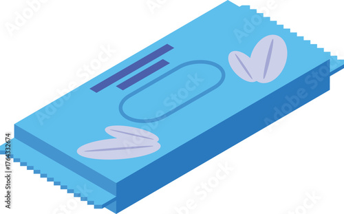 Isometric wet wipes pack isolated on white background, representing personal care products for hygiene