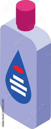 Micellar water bottle purifying and removing makeup, cleansing face skin care isometric icon