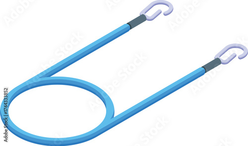 Blue climbing sling with two carabiners ensuring safety during mountaineering and climbing activities