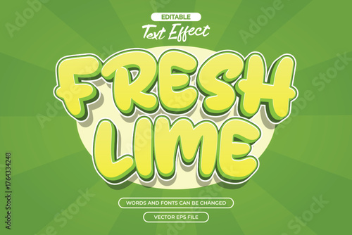 Fresh lime editable text effect with cartoon text style