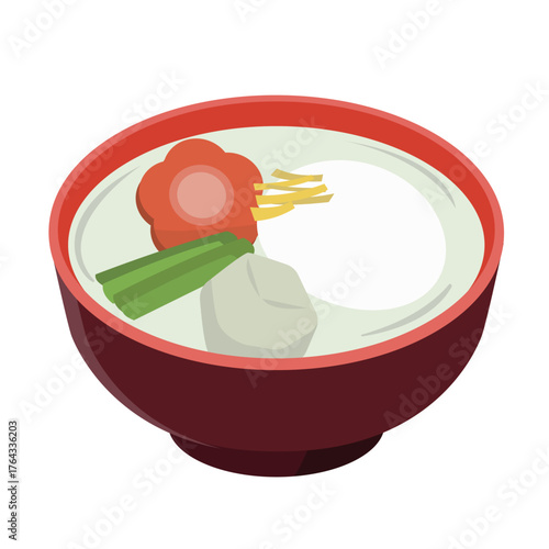 関西風　白みそ　お雑煮　イラスト　