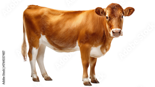 Golden Jersey Cow: A vibrant golden jersey cow stands proudly, its sleek coat gleaming in the sunlight, showcasing the rustic charm of the countryside.