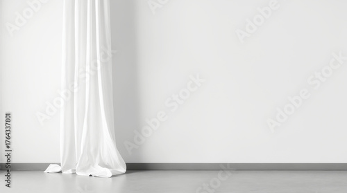 white wall and curtains. Beautiful background for presentation