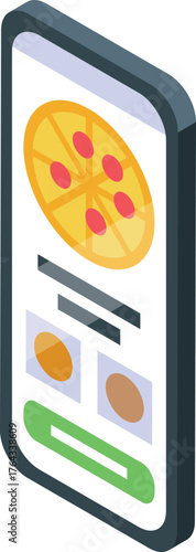 Mobile phone displaying a pizza ordering app, offering convenient online food delivery