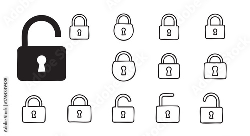 Padlock icons symbolizing security privacy protection and access control