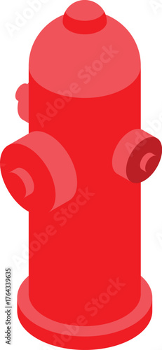 Red fire hydrant ready for use in case of fire emergency, providing essential water supply for firefighting operations
