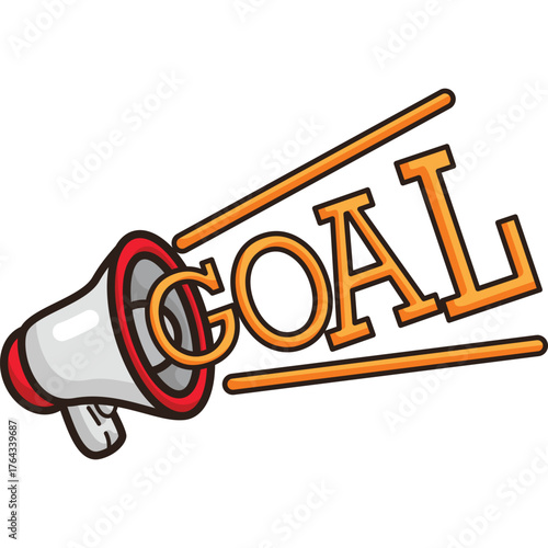 a vector of megaphone screaming goal